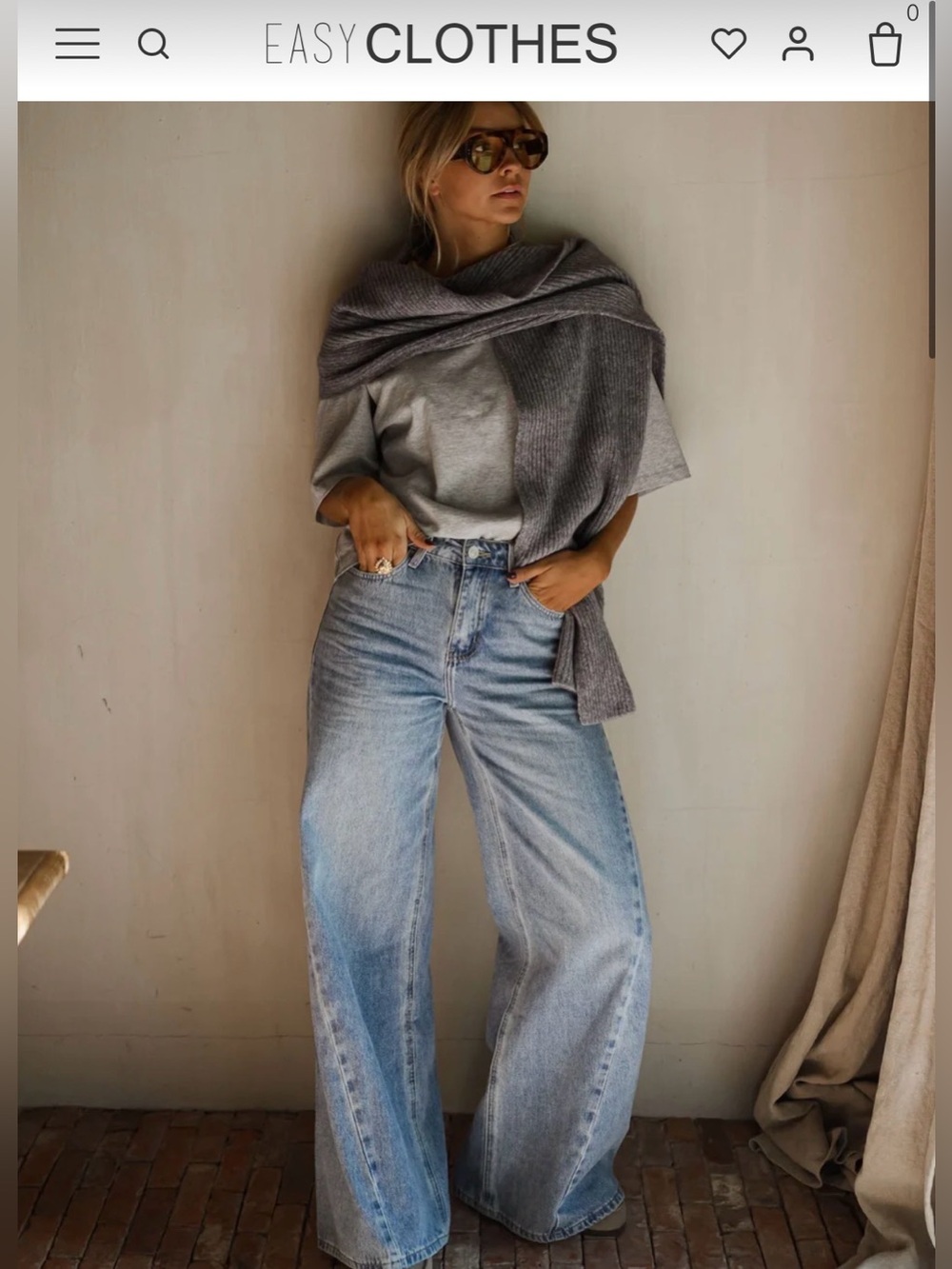 High-Rise Light Blue Wide-Leg Twist Jeans